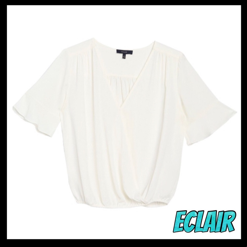 🔥NWT🔥Eclair faux wrap top w/ruffled sleeves